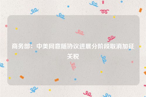 商务部：中美同意随协议进展分阶段取消加征关税