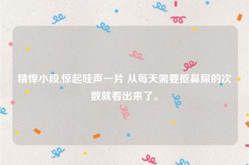 精悍小段,惊起哇声一片 从每天需要抠鼻屎的次数就看出来了。