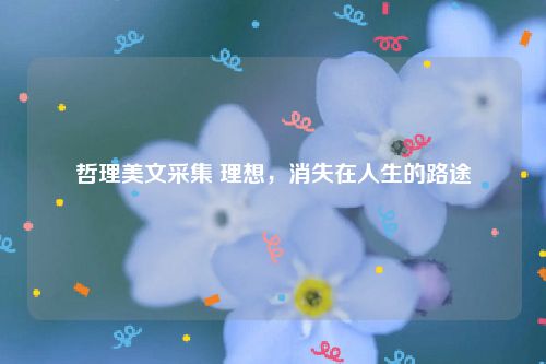 哲理美文采集 理想，消失在人生的路途